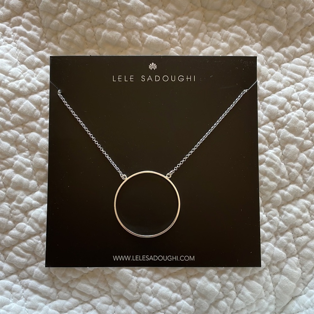 Lele Sadoughi Silver Circle Necklace